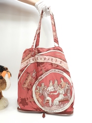 エルメス シルキーポップ シルク白ピンク レザー赤茶 エコバッグ ハンドバッグ@