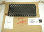 クリスチャンルブタン ロングウォレット シルバースタッズ レザー黒 長財布 新品@