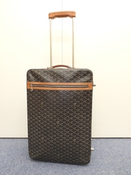 ゴヤール トロレ ヘリンボーン 黒茶 トロリーバッグ 旅行用キャリーバッグ@