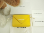 バレンシアガ ミニウォレット ペーパー レザー黄 コンパクト財布 新品@