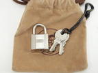 エルメス 南京錠 鍵2個 シャインシルバー パドロック キー 100 バッグチャーム@