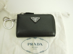 プラダ コインケース サフィアーノ黒 キーリング・カードホルダー付小銭入 美品@42A