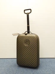 グッチ キャリーバッグ インプリメ メタリック灰 旅行用トロリーバッグ 美品@