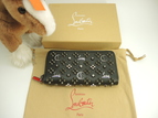 クリスチャンルブタン ロングウォレット Loubintheskyスタッズ 黒 ジップ長財布@