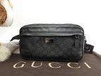 グッチ ベルトバッグ GG ナイロン革黒 ボディバッグ ウエストバッグ バムバッグ@