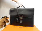 エルメス サックアデペッシュ38 リセ黒 シルバー金具 書類かばん 美品@□E