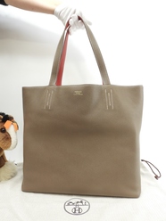 エルメス ドゥブルサンス45 トリヨンクレマンス エトープ赤 トートバッグ@C