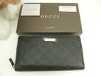 グッチ ロングウォレット シマ レザー黒 GGスプリーム ジップ長財布 未使用@