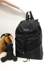 グッチ バックパック クマ付 ナイロン黒 リュック エコバッグ 極美品@