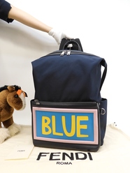 フェンディ バックパック ボキャブラリーBlue 紺 リュックサックバッグ 美品@