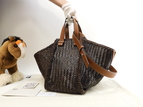 ロエベ ハンモック WOVEN レザー編茶 ハンドバッグ トートバッグ ショルダー@011907