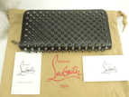クリスチャンルブタン ロングウォレット シルバースタッズ レザー黒 長財布 パネトーネ 新品@