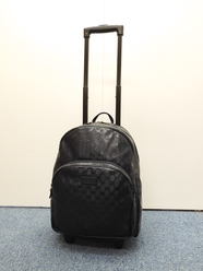 グッチ キャリーバッグ小 インプリメ メタリック青 旅行用トロリーバッグ バックパック@