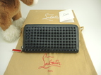 クリスチャンルブタン ロングウォレット スタッズ レザー紺 ジップ長財布 メンズ@