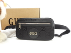 グッチ ベルトバッグ GG ナイロン革黒 ボディバッグ ウエストバッグ 新品同様@