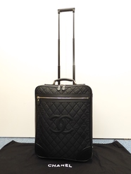 シャネル キャリーバッグ スポーツライン 黒 旅行用トロリーバッグ 美品@13516342