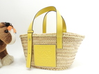 ロエベ バスケットスモール カゴバッグ ナチュラル黄革 ハンドバッグ 美品@412042