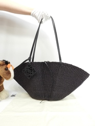 ロエベ バスケットバッグスモール シェル 黒 カゴバッグ トートバッグ 美品@412210
