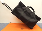 エルメス キャリーバッグ アカプルコ ナイロン黒革 ボストンバッグ型トロリーバッグ 旅行用 極美品@