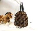フェンディ バックパックS FFモチーフ ムートンファー茶黒 リュックバッグ@