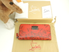 クリスチャンルブタン ジップ長財布 総ロゴ レザー赤黒 ロングウォレット 未使用@