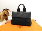 エルメス ヴァルパライソPM コットン/レザー 黒 トートバッグ 美品@□J