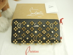 クリスチャンルブタン ロングウォレット Loubintheskyスタッズ レザー黒 ジップ長財布 未使用@