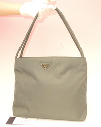 プラダ ショルダーバッグ ナイロン グレー@