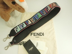 フェンディ ロングショルダーストラップ FFスパンコール レザー黒 斜め掛用 美品@