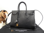 サンローラン サックドジュール スムースレザー 黒 トートバッグ ハンドバッグ YSL 美品@VLR324823-1013