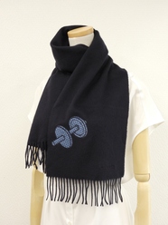 エルメス マフラー ダンベル カシミア100%紺 メンズ 未使用@