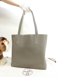 エルメス ドゥブルサンス36 トリヨンクレマンス エタン/クレ トートバッグ ショルダー 美品@C