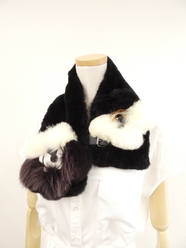 フェンディ ネックウォーマー ラパン 黒 ラビットファー 襟巻 美品@