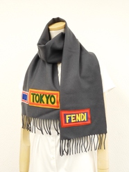 フェンディ マフラー ウール100%灰 ボキャブラリー ネックウォーマー 極美品@