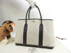 エルメス ガーデンパーティPM トアルアッシュPM革 グレー黒 トートバッグ ハンドバッグ@