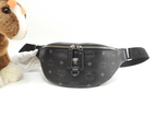 MCM ベルトバッグ PVC革 シグネチャ黒 クロスボディバッグ バムバッグ 美品@